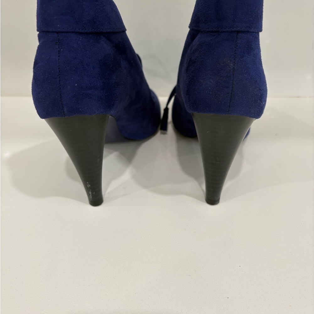 Vintage Lela Rose Royal Blue Suede Ankle Boots - Picture 5 of 8